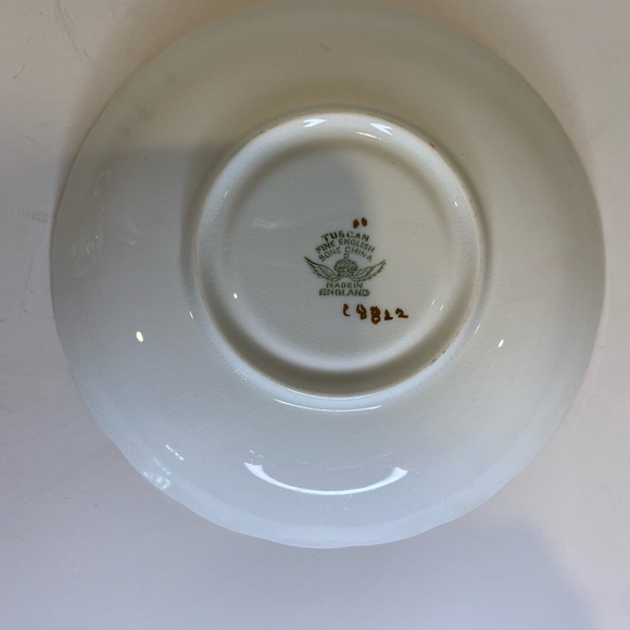 Vtg Tuscan Fine Bone China Teacup and Saucer with Pink Mums - Picture 10 of 10